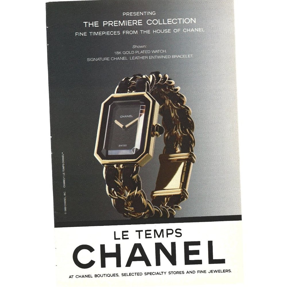 Chanel Le Temps Premiere Collection Timepiece Advertisement 1990s Vintage Print